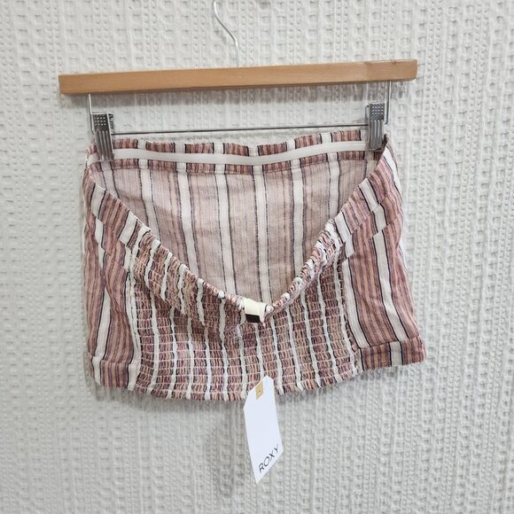 ROXY Walk To East River Halter Crop Top Striped Fitted Women's Size XL - Picture 7 of 10